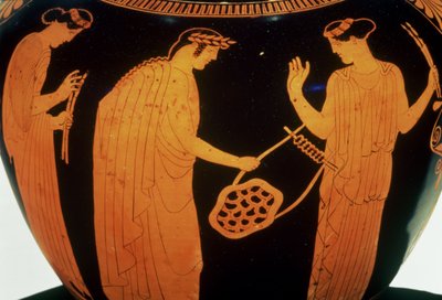 Attic red-figure hydria decorated with the story of Thamyris, the Thracian Bard, c.440-420 BC by Greek